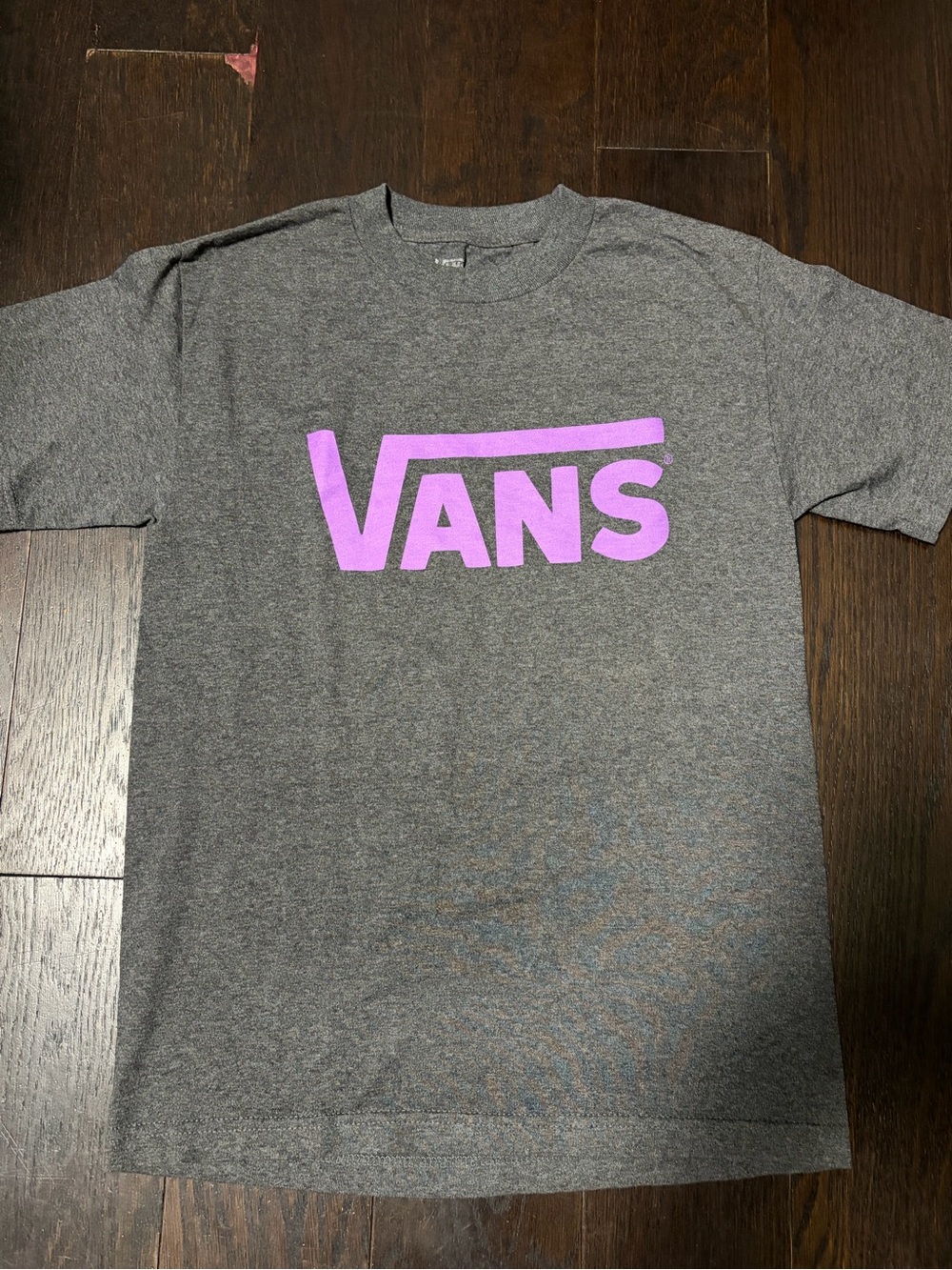 Vans Gray T-Shirt with Purple Logo - Men's Short Sleeve
